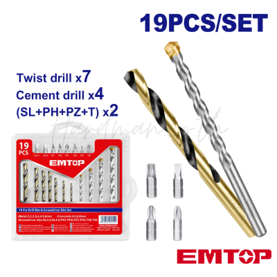 ชุดดอกสว่านและดอกไขควง EMTOP รุ่น ECBDB1901