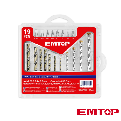 ชุดดอกสว่านและดอกไขควง EMTOP รุ่น ECBDB1901