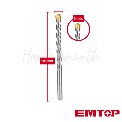 ดอกสว่านเจาะปูน 6x100 มม. EMTOP รุ่น ECDB020610