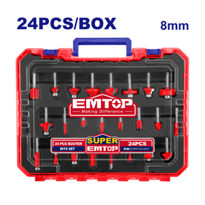 EMTOP ERRT24082 24-Piece Router Bit Set 8 mm.