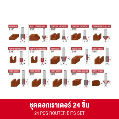 EMTOP ERRT24122 24-Piece Router Bit Set 12 mm.