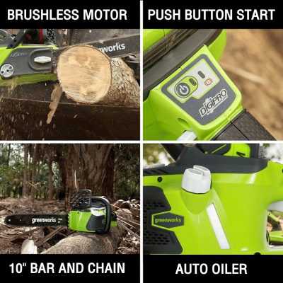 GREENWORKS D40CS25 10-Inch Cordless Chainsaw