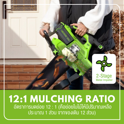 GREENWORKS GD40BVII Cordless Leaf Blower & Vacuum