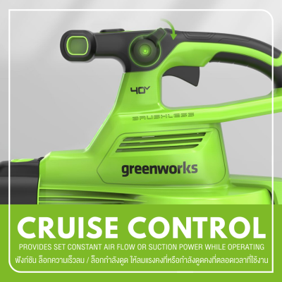 GREENWORKS GD40BVII Cordless Leaf Blower & Vacuum
