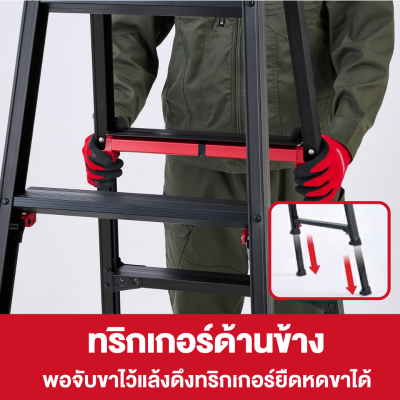 บันไดพับอเนกประสงค์ 6 ขั้น HASEGAWA รุ่น RYRLB-18 (สีดำ)