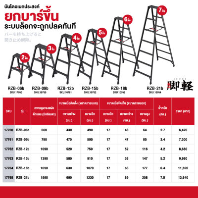 บันไดอะลูมิเนียม 2 ขั้น HASEGAWA รุ่น RZB-06b