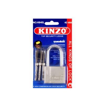 กุญแจคอยาว  สีเงิน 40 mm KINZO