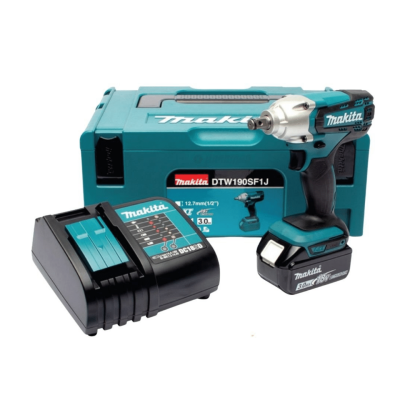 บล็อกไร้สาย 4 หุน 18 V MAKITA รุ่น DTW190SF1J (มาพร้อมแบตเตอรี่และแท่นชาร์จ) บล็อกไร้สาย 4 หุน 18 V MAKITA รุ่น DTW190SF1J (มาพร้อมแบตเตอรี่และแท่นชาร์จ)