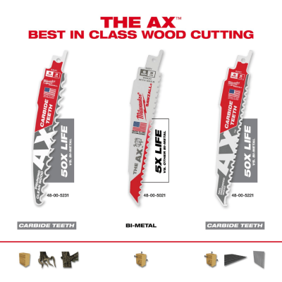 MILWAUKEE AX Wood-Cutting Reciprocating Saw Blades  9" (1 Blade/Pack)