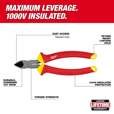 MILWAUKEE 48-22-2208 8″ 1000V Insulated Diagonal Cutting Pliers