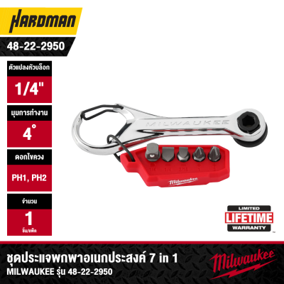 MILWAUKEE 48-22-2950 7-in-1 Multi-Bit Mini Ratchet