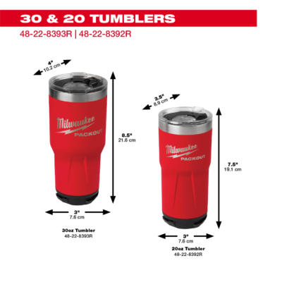 MILWAUKEE PACKOUT™ 20 oz Insulated Tumbler – Model 48-22-8392R