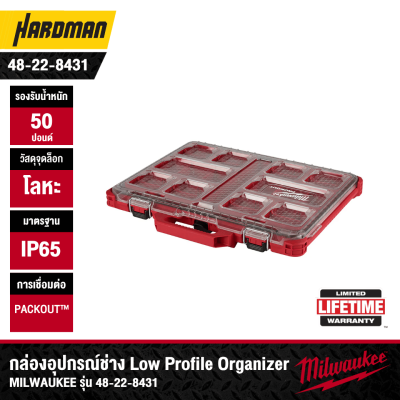 MILWAUKEE 48-22-8431 10-Compartment Durable PACKOUT Low-Profile Tool Organizer