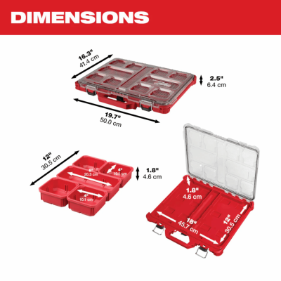 MILWAUKEE 48-22-8431 10-Compartment Durable PACKOUT Low-Profile Tool Organizer