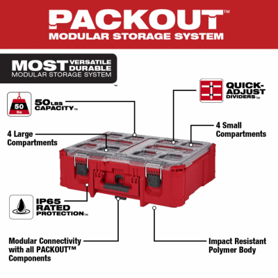 กล่องเครื่องมือ PACKOUT Deep Organizer MILWAUKEE รุ่น 48-22-8432