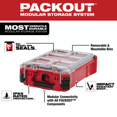 MILWAUKEE 48-22-8435 5-Bin Impact Resistant Polymer Packout Compact Organizer