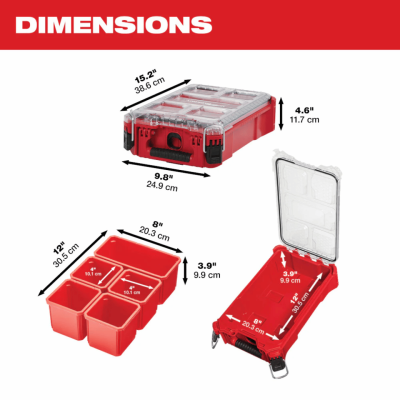 MILWAUKEE 48-22-8435 5-Bin Impact Resistant Polymer Packout Compact Organizer