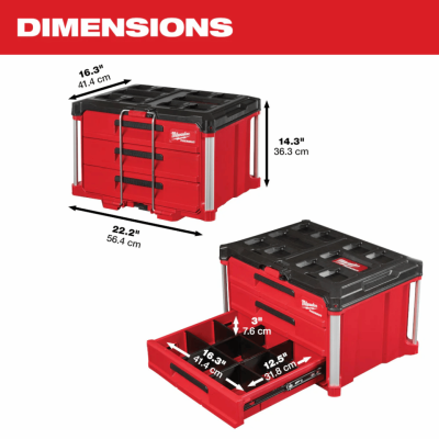 MILWAUKEE 48-22-8443 PACKOUT™ 3-Drawer Tool Box