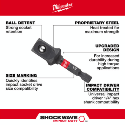 อะแดปเตอร์หัวบล็อก 1/2" แกนหกเหลี่ยม  MILWAUKEE รุ่น 48-32-5034