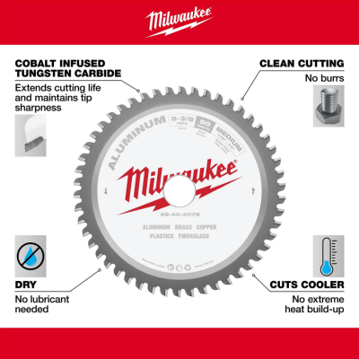 ใบเลื่อยวงเดือนตัดอะลูมิเนียม 5-3/8" (135 มม.) 50 ฟัน  MILWAUKEE รุ่น 48-40-4075