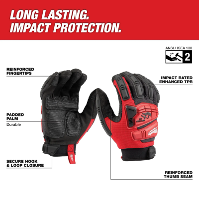 ถุงมือกันกระแทก SIZE M MILWAUKEE รุ่น Wrecking Work Gloves
