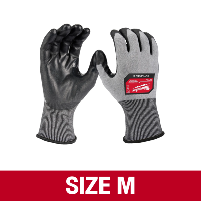 MILWAUKEECut Level 3 High Dexterity Polyurethane Dipped Gloves (Size M/L)
