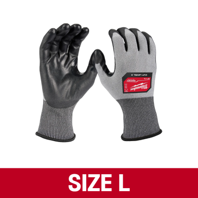 MILWAUKEECut Level 3 High Dexterity Polyurethane Dipped Gloves (Size M/L)