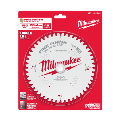 MILWAUKEE 190 mm 48-Tooth Fine-Finish Circular Saw Blade Model 4932192541
