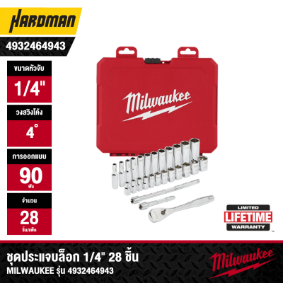 ชุดประแจบล็อก 1/4" 28 ชิ้น MILWAUKEE รุ่น 4932464943