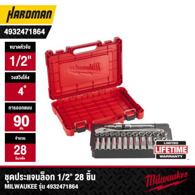 MILWAUKEE 1/2" Drive 28 PC Metric Socket Ratchet Set
