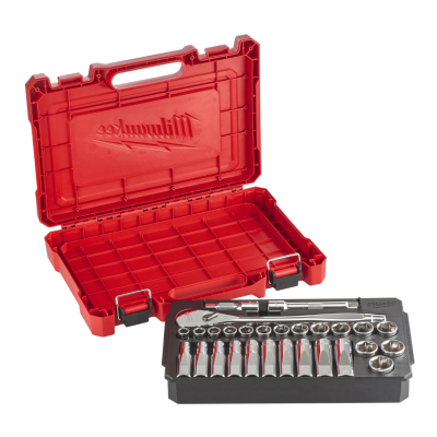 MILWAUKEE 1/2" Drive 28 PC Metric Socket Ratchet Set