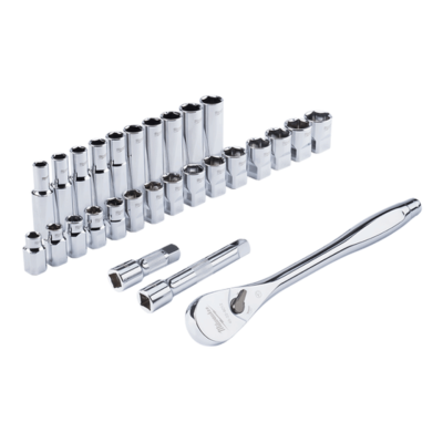 MILWAUKEE 1/2" Drive 28 PC Metric Socket Ratchet Set