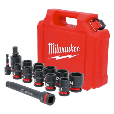 MILWAUKEE 4932480456 SHOCKWAVE socket set 1/2" short hexagonal 13-piece