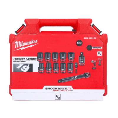 MILWAUKEE 4932480456 SHOCKWAVE socket set 1/2" short hexagonal 13-piece
