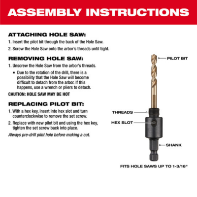 ก้านต่อดอกเจาะโฮลซอว์ 1/4" MILWAUKEE รุ่น 49-56-6950 ( ใช้กับดอกโฮลซอว์ 14-30 มม.)
