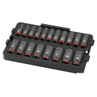 ชุดลูกบล็อกกระแทก 3/8" พร้อมถาดรอง MILWAUKEE รุ่น 49-66-6816 (19 ชิ้น/ชุด)
