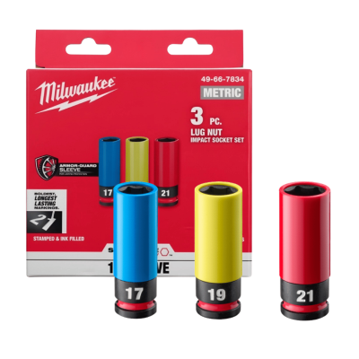MILWAUKEE 49-66-7834 SHOCKWAVE Impact Duty™ 1/2" Drive 3PC Lug Nut Wheel Socket Set