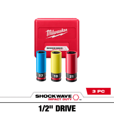 MILWAUKEE 49-66-7834 SHOCKWAVE Impact Duty™ 1/2" Drive 3PC Lug Nut Wheel Socket Set