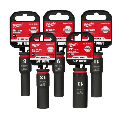 ลูกบล็อกกระแทกยาว 6P 3/8" เบอร์ 8-24 มม. MILWAUKEE