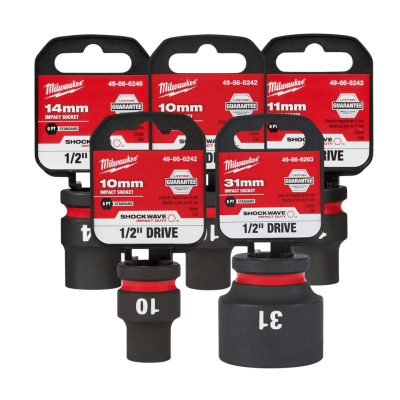 ลูกบล็อกกระแทกสั้น 6P 1/2" เบอร์ 10-32 มม. MILWAUKEE