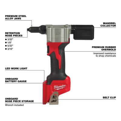 เครื่องยิงรีเวทไร้สาย 12V MILWAUKEE รุ่น M12 BPRT-0C (เฉพาะตัวเครื่อง)