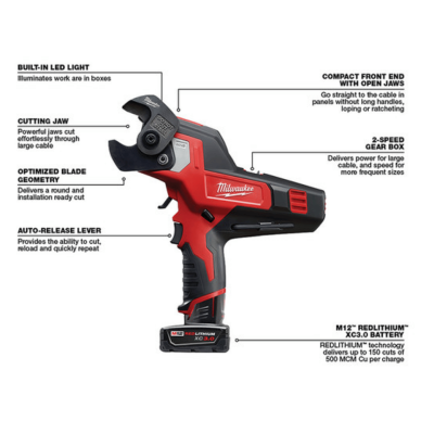 เครื่องตัดสายไฟไร้สาย 32 มม. 12V MILWAUKEE รุ่น M12 CC-0 (เฉพาะตัวเครื่อง)