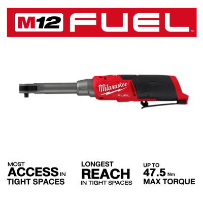 ประแจบล็อกด้ามฟรีไร้สายคอยาว 12V 1/4" MILWAUKEE รุ่น M12 FHIR14LR-0 (เฉพาะตัวเครื่อง)