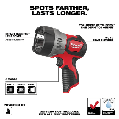 MILWAUKEE M12SLED-0 M12™ High Output LED Spotlight (Tool Only)