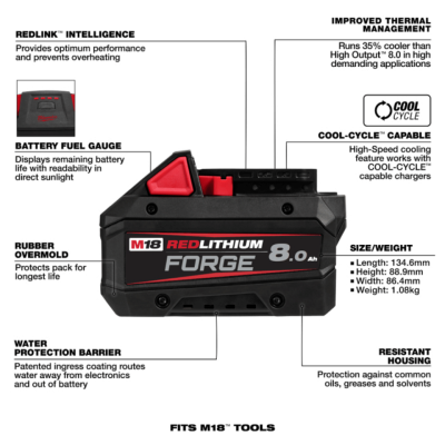 MILWAUKEE M18 FB8 M18™ REDLITHIUM™ FORGE™ 8.0Ah Battery