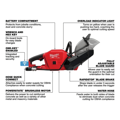 MILWAUKEE M18 FCOS230-0G0 M18 FUEL™ 230mm (9") Cut-Off Saw w/ ONE-KEY™ (Tool Only)