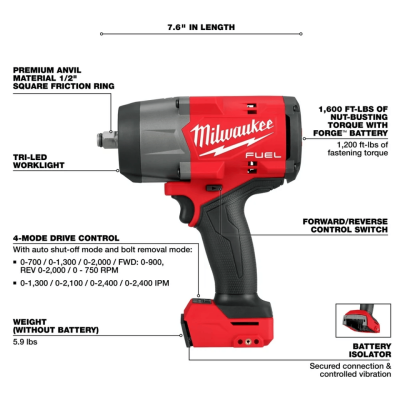 บล็อกกระแทกไร้สาย 1/2" 18V MILWAUKEE รุ่น M18 FHIW2F12-0 (เฉพาะตัวเครื่อง)