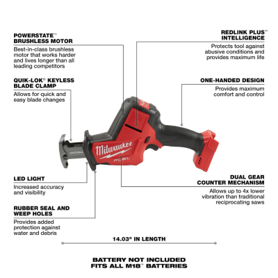 MILWAUKEE M18 FHZ-0 M18 FUEL™ HACKZALL™ Reciprocating Saw (Tool Only)