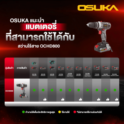 สว่านกระแทกไร้สาย 20V OSUKA รุ่น OCHD800
