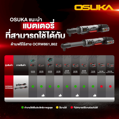 ด้ามฟรีไร้สายไร้แปรงถ่าน 20V OSUKA รุ่น OCRW862